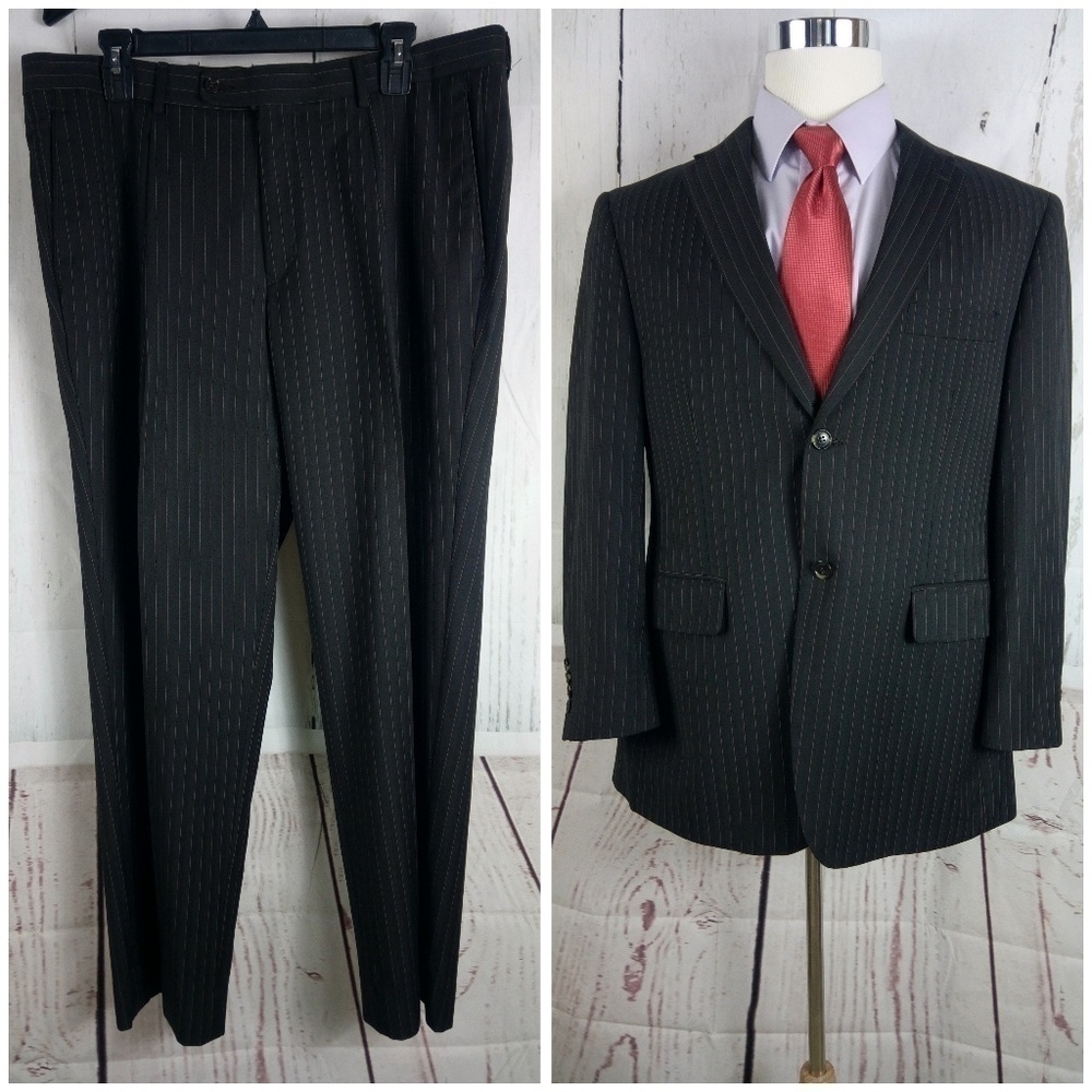 Paolo Giardini 42S Men's Dark Chocolate Striped 2pc Suit